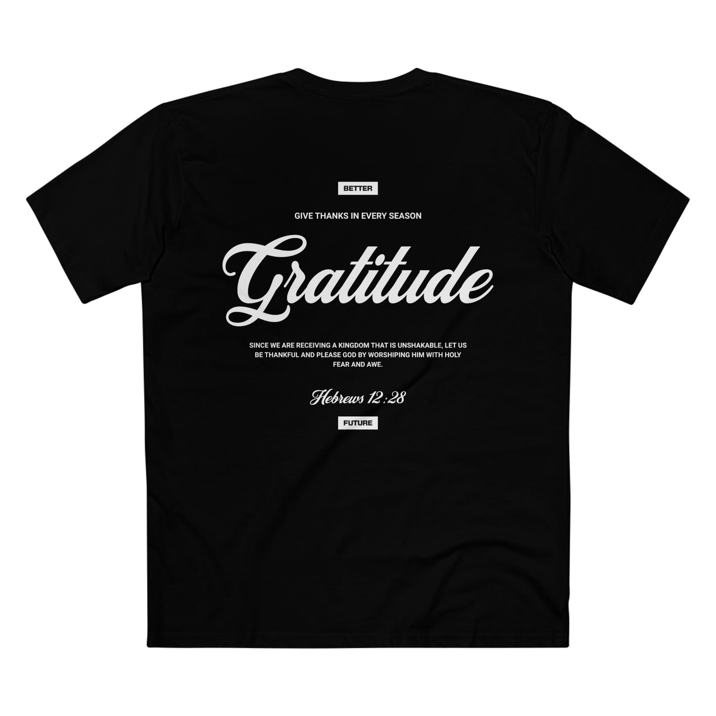 Gratitude Luxury Christian T-Shirt – Hebrews 12:28