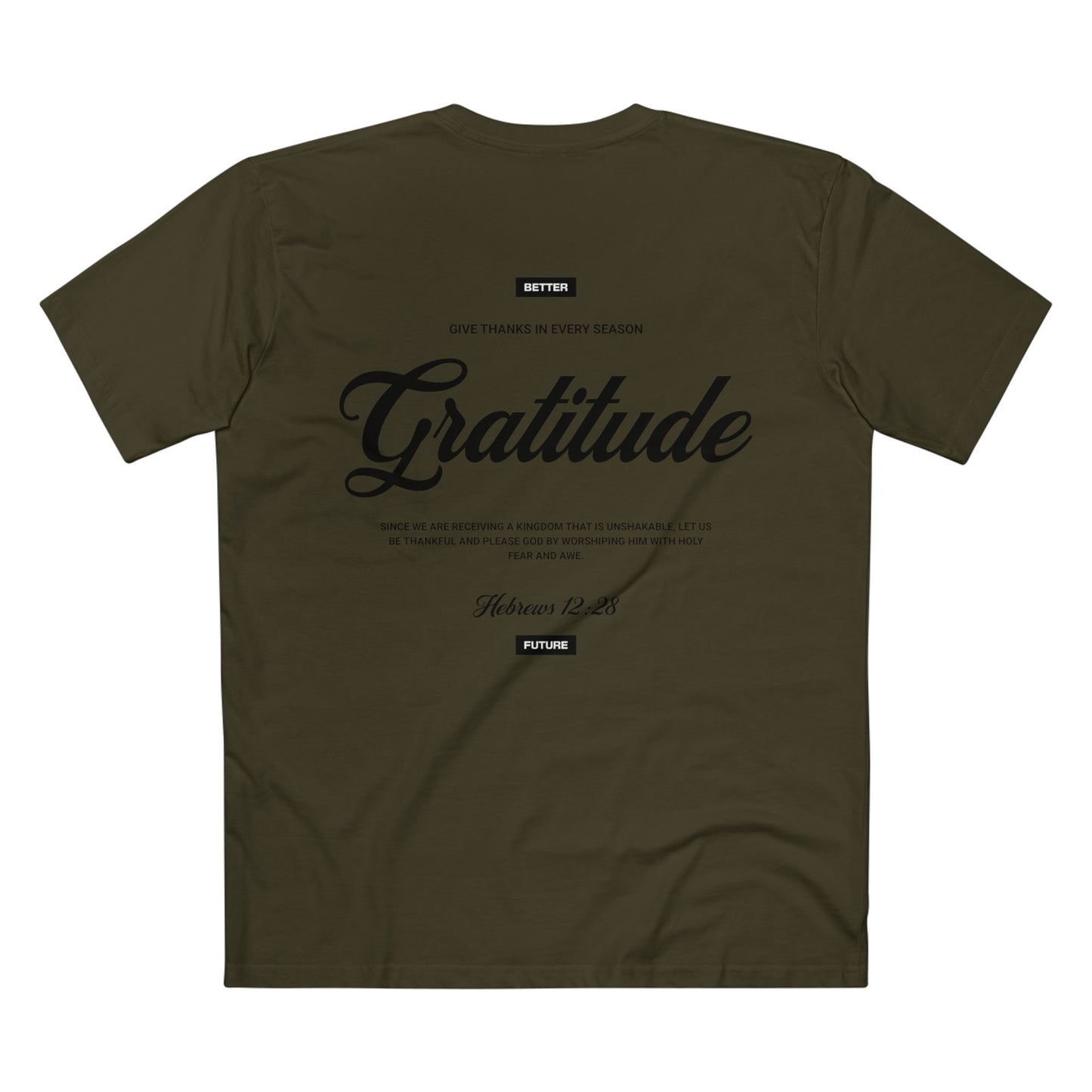 Gratitude Luxury Christian T-Shirt – Hebrews 12:28