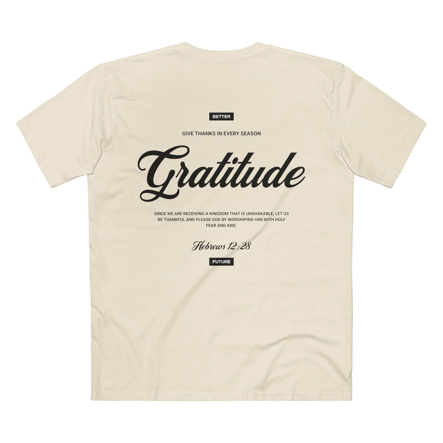 Gratitude Luxury Christian T-Shirt – Hebrews 12:28