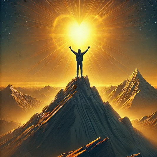 person worshipping atop of a mountain