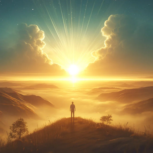 standing on a hill top facing the sun